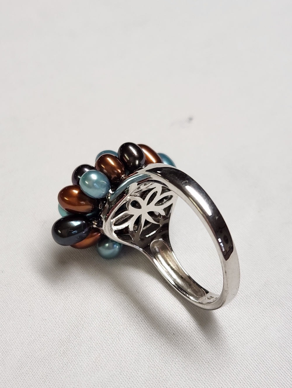 HONORA Pearl Sterling Silver Ring in Blues And Browns SIZE 9 - Picture 5 of 14
